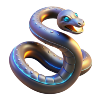 Cybernetic Serpent A Futuristic 3D Render of a Mechanical Snake png