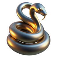 Metallic Serpent Coiled Abstract 3D Render of a Shiny Snake png