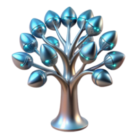 Futuristic Metallic Tree with Illuminated Pods A 3D Render png