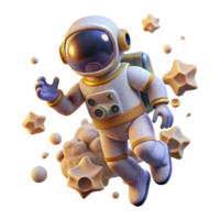 3D Render of Astronaut in Space with Stars and Nebula png