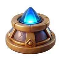 Glowing Crystal Artifact Ancient Mystical Relic, Golden Base, Game Asset, 3D Render, Fantasy Item, Magical Orb, Illuminated Jewel, Game Design Element, Digital Art, Mythical Object png