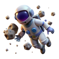 Astronaut Evading Asteroid Field A 3D Render png