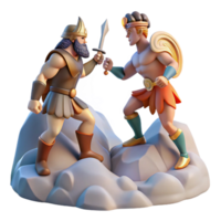 Epic 3D Render of Warriors in Combat on Rocky Terrain png