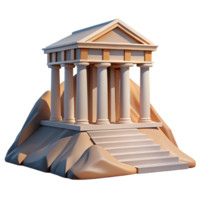 Ancient Temple Architecture 3D Model of a Classical Structure on a Hilltop png