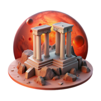 Ancient Columns on Alien Planet A 3D Render of Classical Architecture in a Martian Landscape png
