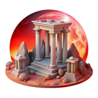 Ancient Temple Ruins at Sunset 3D Render of Classical Architecture png