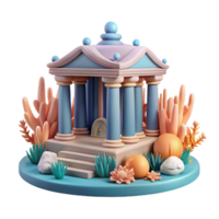 Undersea Temple 3D Render of an Ancient Structure png