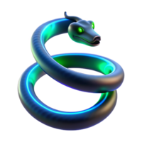 Glowing Serpent 3D Render of a Coiled Snake with Neon Accents png