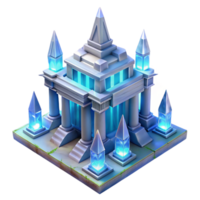 Crystalline Temple A 3D Model of an Ancient Structure with Glowing Crystals png