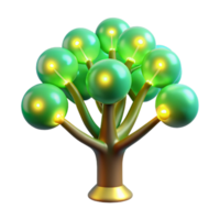 Illuminated Spherical Tree Abstract 3D Render png