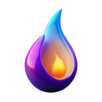 Abstract Flame in a Colorful Orb 3D Render of a vibrant, glowing droplet png