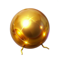 Glowing Golden Sphere with Energy Lines Abstract 3D Render png