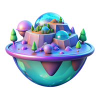 Floating Island A 3D Render of a Whimsical, Colorful World png