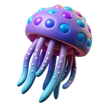 3d hacer de un vistoso Medusa con degradado tentáculos y con baches Hazme png