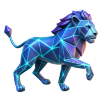 Neon Lion Geometric 3D Render of a Majestic Creature png