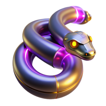 robótico serpente 3d render do uma metálico, biomecânico serpente png