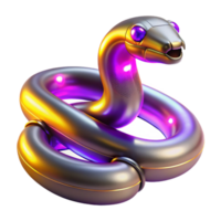 Metallic Snake Robot with Glowing Lights 3D Render png