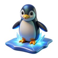 Adorable 3D Render of a Penguin on Ice png