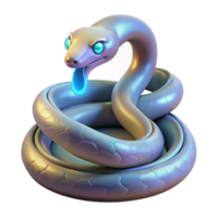 3D Render of a Coiled Snake with Glowing Eyes and Tongue png