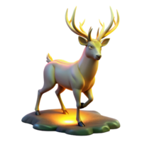Luminous Deer Figurine Illuminated 3D Render of a Majestic Buck png