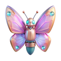 iridescent robotic butterfly, 3D render, cybernetic insect, futuristic design, glowing wings, metallic texture, fantasy creature, digital art, geometric pattern, abstract art, artificial life png