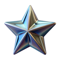 Iridescent Metallic Star 3D Render of a Five-Pointed Star png