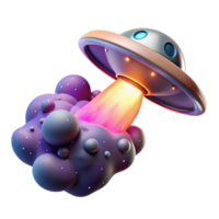 Cosmic Ray Burst 3D Render of UFO and Energy Discharge png