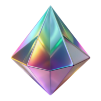 Iridescent Geometric Pyramid 3D Render of a Prismatic Crystal png