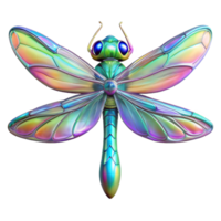 Iridescent Dragonfly A 3D Render of a Colorful Insect with Metallic Wings png