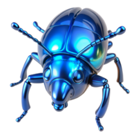 Metallic Blue Insect 3D Render of a Shiny, Robot like Beetle png