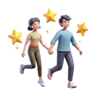Couple Walking Towards Stars A 3D Animation of Happiness and Dreams png