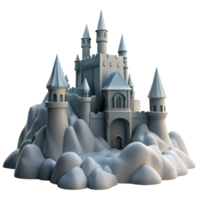 Fantasy Castle on a Cloud Mountain 3D Render png