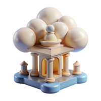 Cloud like Structure above Classical Pavilion 3D Render png