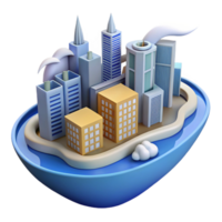 3D Model of an Island Cityscape Urban Development, Architectural Design, Modern City, Skyscrapers, Buildings, City Planning, Digital Art, 3D Rendering, Infrastructure png