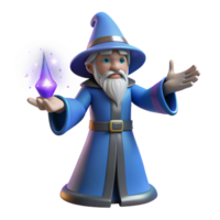 3D Render of a Friendly Wizard with Magical Orb png