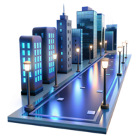 Night Cityscape Illuminated Streets and Modern Architecture png