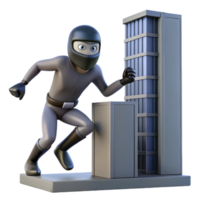 3D Render of a Cartoon Character Scaling a Building png