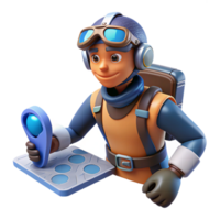 3D Animated Explorer Using Navigation Device png