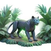 Robotic Panther in Lush Tropical Jungle Setting png