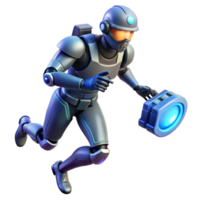 Futuristic Robot Running with Glowing Device png