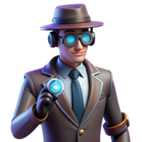 The Enigmatic Investigator Unveiling Secrets with Futuristic Gadgets png