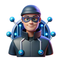 Cybersecurity Hacker 3D Render Digital Thief Avatar png