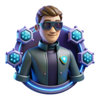 Futuristic Tech Avatar 3D Render of a Cyberpunk Style Character png