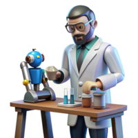 Scientist and Robot Conducting a Laboratory Experiment png