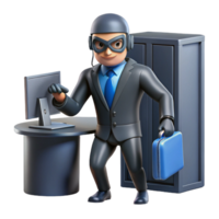 Cybersecurity Threat Hacker in Suit Stealing Data png