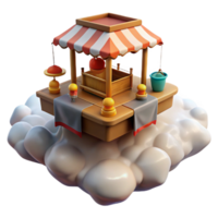 Whimsical 3D Render of a Floating Market Stall png