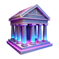 Neon Temple 3D Render of Illuminated Classical Architecture png