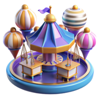 Whimsical Fairytale Carousel A 3D Render of a Fantasy Ride png