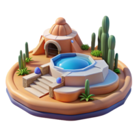 Desert Oasis Pool 3D Render of a Relaxing Retreat png