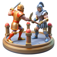 Epic 3D Render of Two Warriors Clashing in an Ancient Arena png